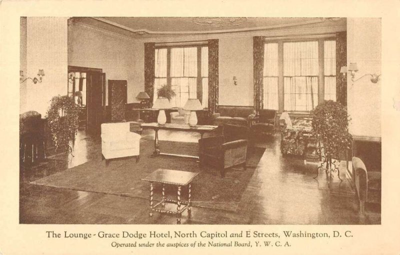 Washington DC Grace Dodge Hotel Lounge Vintage Postcard AA29388