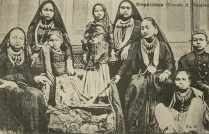 nepal, Native Nepalese Women and Children, Jewelry Necklace (1920s) Postcard