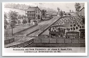 Chewsville MD Residence And Farm Property of John H Harp & WMRR  Postcard H41