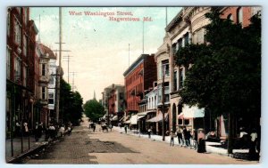 HAGERSTOWN, Maryland MD ~ WEST WASHINGTON STREET Scene 1908 Postcard