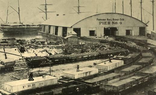 Panama - Panama Canal, Railroad Pier #4, 1888  (Reprint in 1920's-1940's)