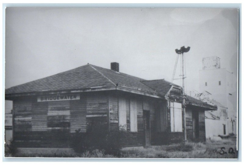 c1960 Bridgewater South Dakota Exterior Train Depot Station RPPC Photo Postcard