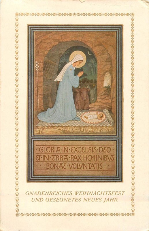 Gloria in Excelsis Deo Nativity Christmas and New Year greetings old postcard