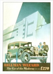 REPRO Automobile/Car Advertising  1930's HILLMAN WIZARD  4X6 Artist's Postcard