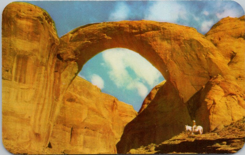 Rainbow Bridge near AZ UT Border USA White Horse Unused Postcard F41