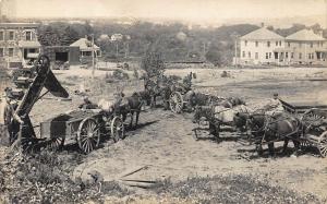 South Portland ME Horse & Wagons Working real photo postcard