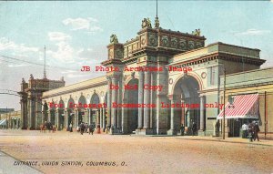 OH, Columbus, Ohio, Union Railroad Station, Entrance View, Rotograph No E4998a