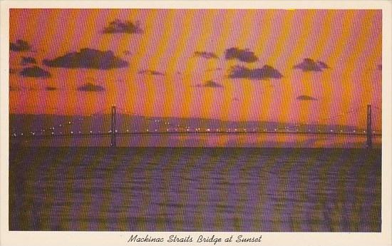 Mackinac Straits Bridge At Sunset Mackinac Island Michigan