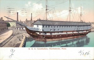 USA U.S.S. Constitution Charlestown Massachusetts Vintage Postcard 08.31