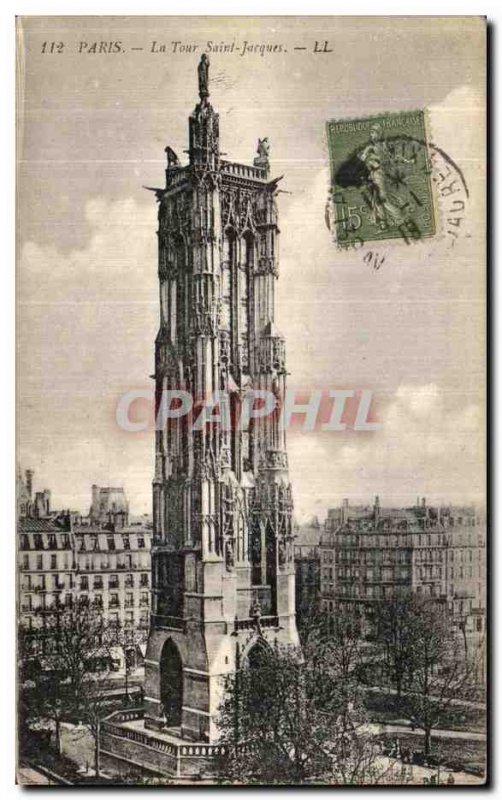 Old Postcard Paris La Tour Saint Jacques