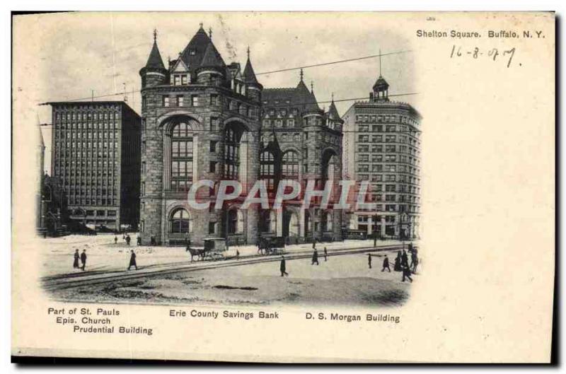 Postcard Old Shelton Square Buffalo Erie County Savings Bank Building DS Morgan