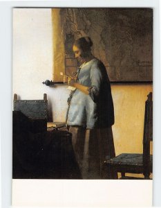 Postcard Woman reading a letter By Vermeer, Rijksmuseum Amsterdam, Netherlands