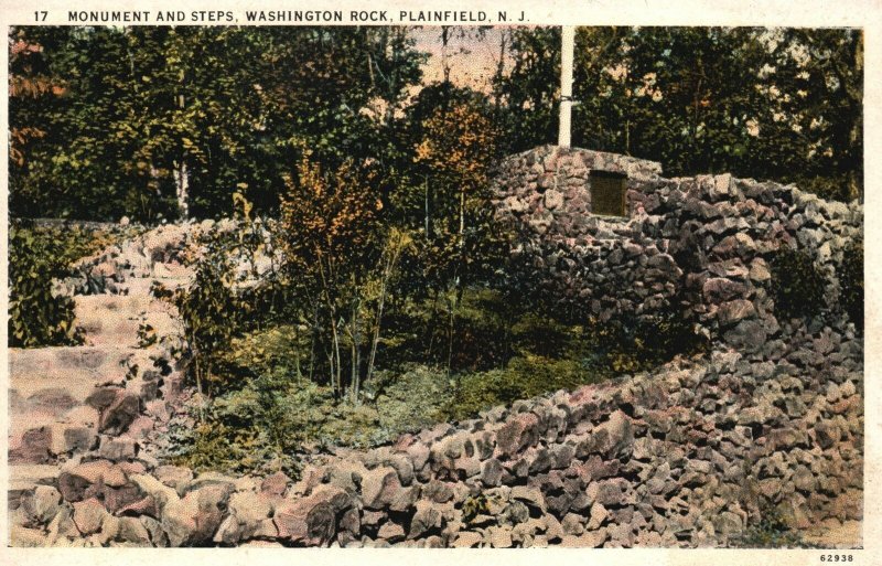 Washington Rock Monument And Steps Plainfield New Jersey NJ Vintage Postcard