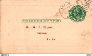 US Postal stationery 1c Lebanon to Hudson NH