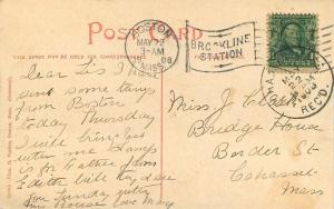 1908 Brookline Avenue Bridge Longwood Massachusetts Tucker postcard 8495
