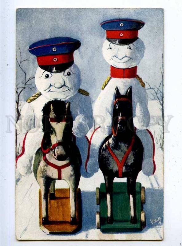 202961 WWI Propaganda SNOWMAN Horse squadron Old TUCK #827