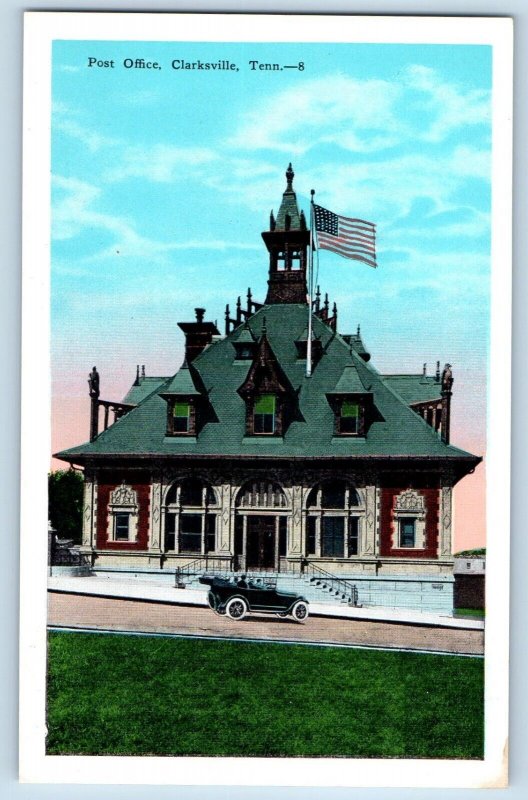 Clarksville Tennessee TN Postcard Post Office Exterior Building c1920 Vintage