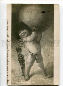 3022639 Funny CUPID w/ Huge BALL STUCK 1907 year RPPC Bialystok