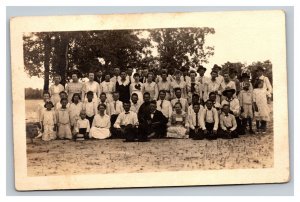 Vintage 1920's RPPC Postcard - Group School Portrait Children & Adults