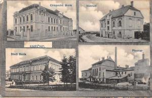 Smecno Czech Republic Multiview Buildings Antique Postcard J69362