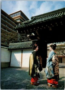 1960s Young Women Maiko-san in Traditional Kimonos Japan Fukuda Card Postcard