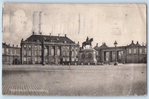 Denmark Postcard View of Amalienborg Monument Plaza View Copenhagen 1925