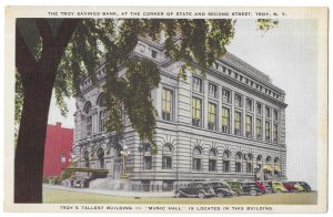 The Troy, New York Savings Bank unused Reynoco Art Linen PPC