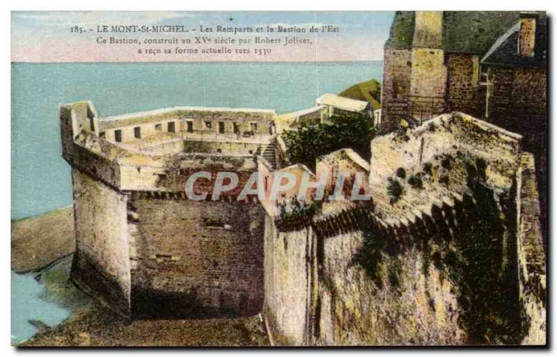 Old Postcard Mont St Michel Les Remparts and the Bastion of & # 39Est This Ba...