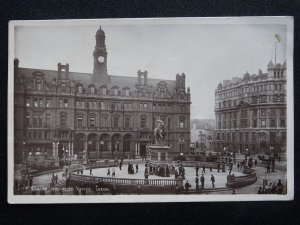 Yorkshire LEEDS City Square & Post Office - Old RP Postcard by W.R.& S.