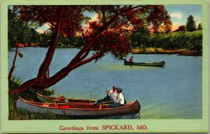 Greetings from Spickard Missouri Linen Postcard