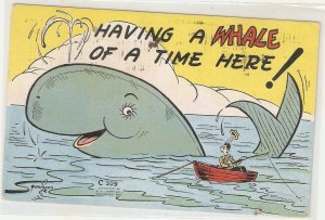 Fishing Humour Lot of three (3) old vintage American postcards