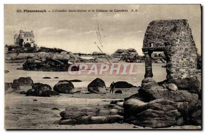 Old Postcard Ploumanach The Oratory of Saint Guirec and the Chateau de Costaeres