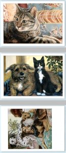 3 Postcards DOGS & CATS Artist Rick Reason ASPCA 4½x6½ Oversize Frameable 1995