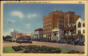 Long Island New York NY Park Ave c1930s-40s Linen Postcard