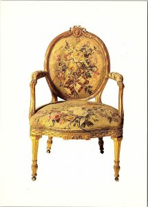 VINTAGE CONTINENTAL SIZE POSTCARD UPHOLSTERED ARMCHAIR c 1775 ART GALLERY LONDON