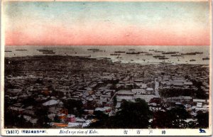 Japan Birds Eye View Kobe Hand Tinted Postcard 09.59