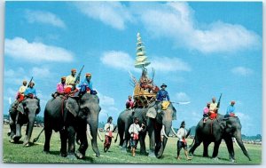 Postcard - The Ancient Battle Elephants Showing At Surin, Thailand
