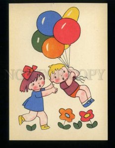 211024 Lithuania ROZINENE children balloons old postcard