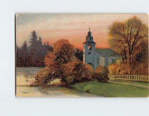Postcard Church River Nature Landscape Scenery
