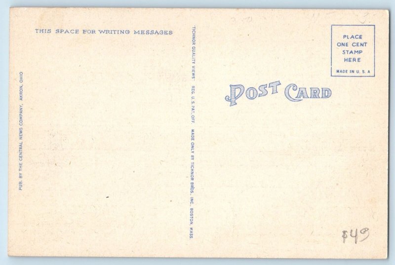 c1940's Airport Terminal Control Tower Classic Cars Road Akron Ohio OH Postcard