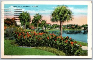 Vtg Orlando Florida FL Lake Eola Tropical Garden Palm Tree 1930s View Postcard