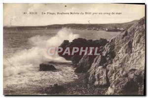 Postcard Old Nice Rocks the Beach Pointe du Midi by a Coup de Mer