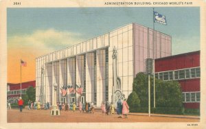1933 Chicago Expo Administration Bldg Linen  Postcard CT Art Colortone Used