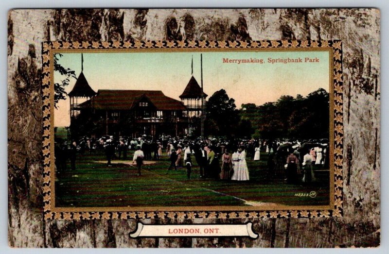 Merrymaking, Springbank Park, London Ontario, Antique 1910 Postcard