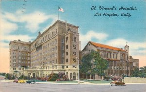 Postcard 1953 California Los Angeles St. Vincent's Hospital autos CA24-1749