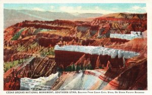 Vintage Postcard 1920's View of Cedar Breaks National Monument Southern Utah UT