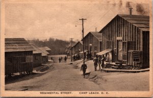 Postcard D.C. Camp Leach Regimental Street World War I Doughboys ~1917 V189