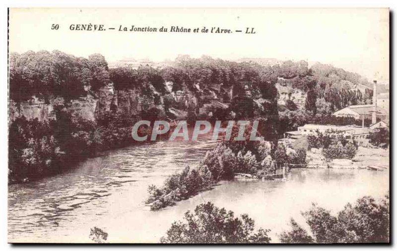 Switzerland Geneve Old Postcard The junction of the Rhone and the & # 39arve