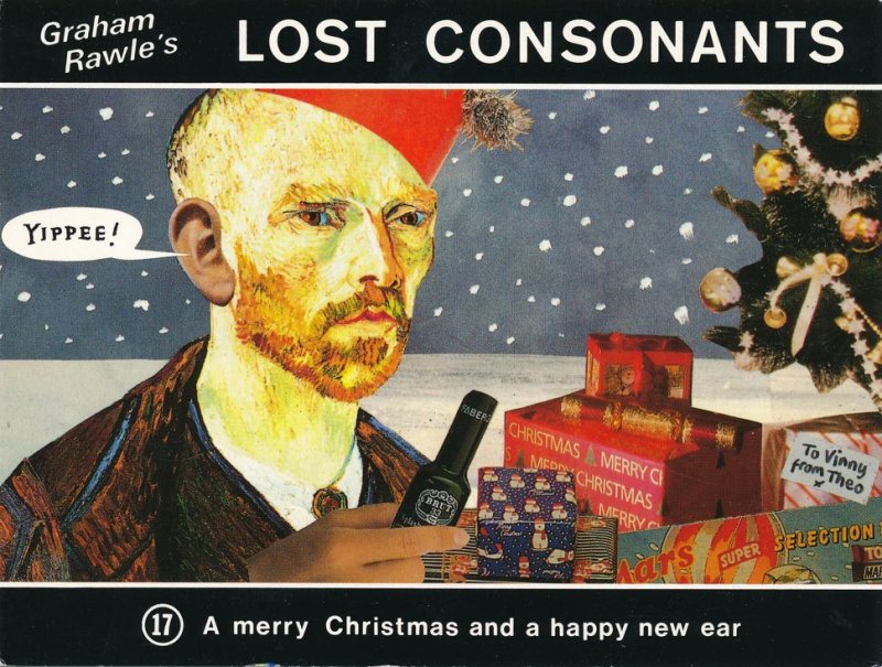 Graham Rawle's Lost Consonants - Humor - Pun - Merry Christmas and Happy New Ear