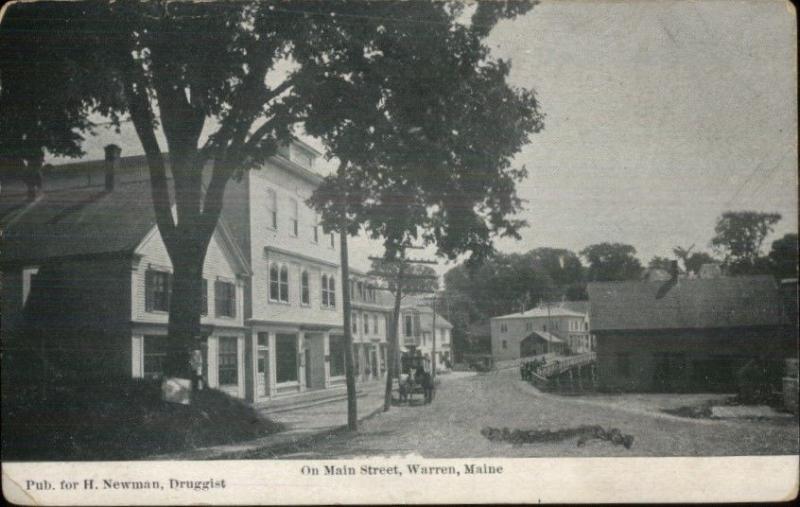 Warren ME Main St. c1910 Postcard 